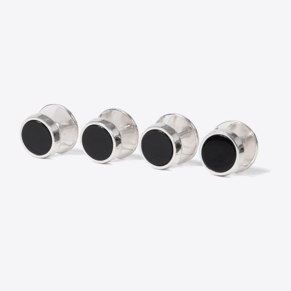 Proper Cloth Steel and Onyx Tuxedo Studs